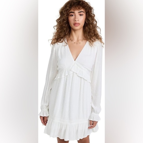 PAIGE White ODELISE raised dot ruffle hem mini dress size‎ S. - Picture 4 of 15